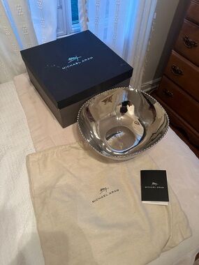 Michael Aram Silver Beaded Edge Decorative Bowl